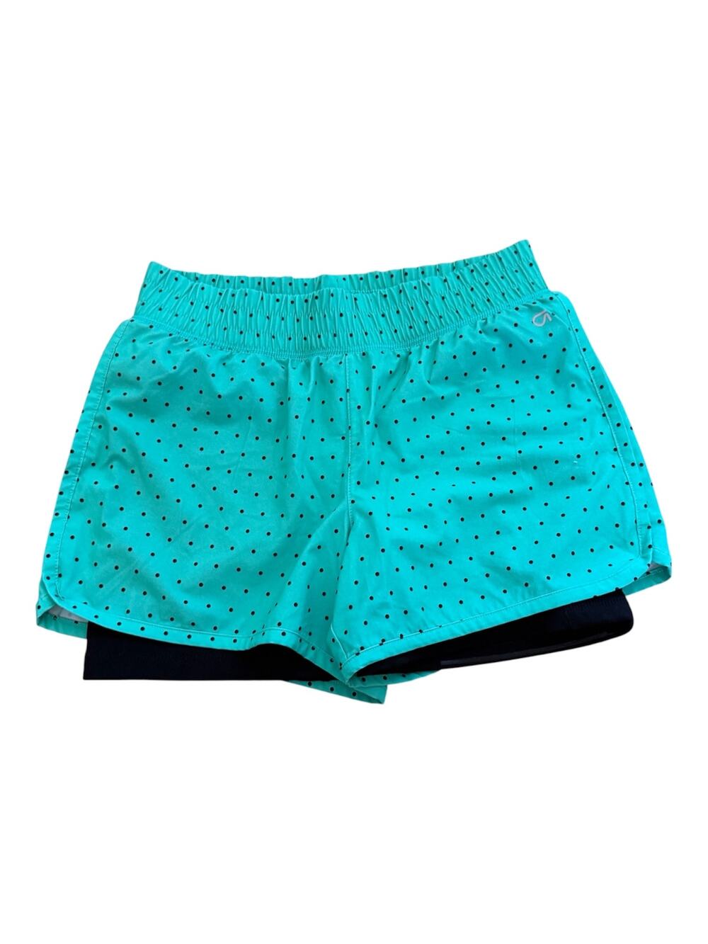 Girls XL 12-13 GAP Fit Teal & Black Polka Dot Athletic Active Running Gym Shorts